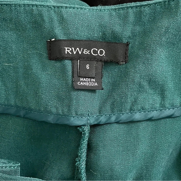 RW&CO Green High Rise Tencel Flowy Pleated Front Shorts - Picture 5 of 6